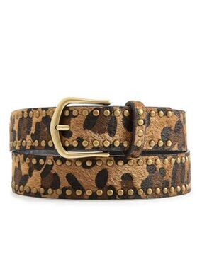 Stylish Leopard Print Gold Buckle  Faux Leather Belt